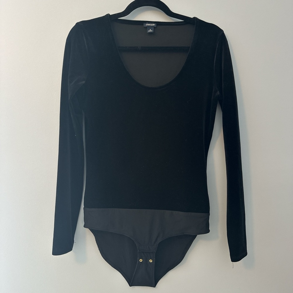 J. Crew Black Velvet Long Sleeve Bodysuit